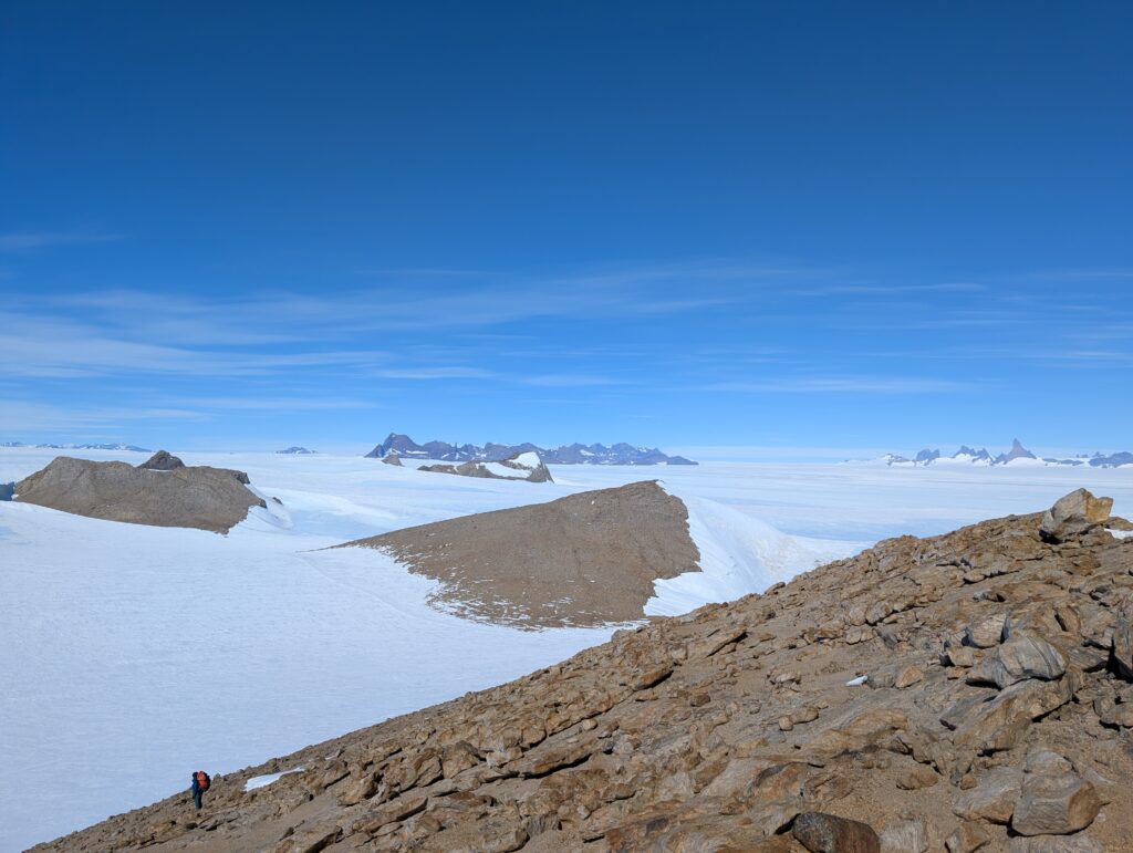 Nunatak landscape where Antarctic meteorites were found with the White Desert Foundation
